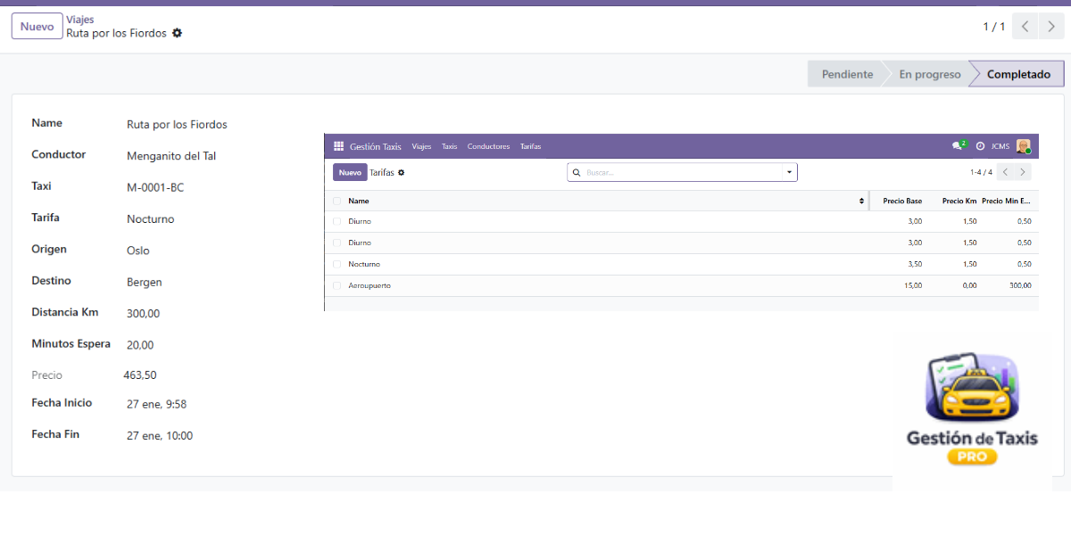 Modulo de gestión de flotas de taxis con Odoo